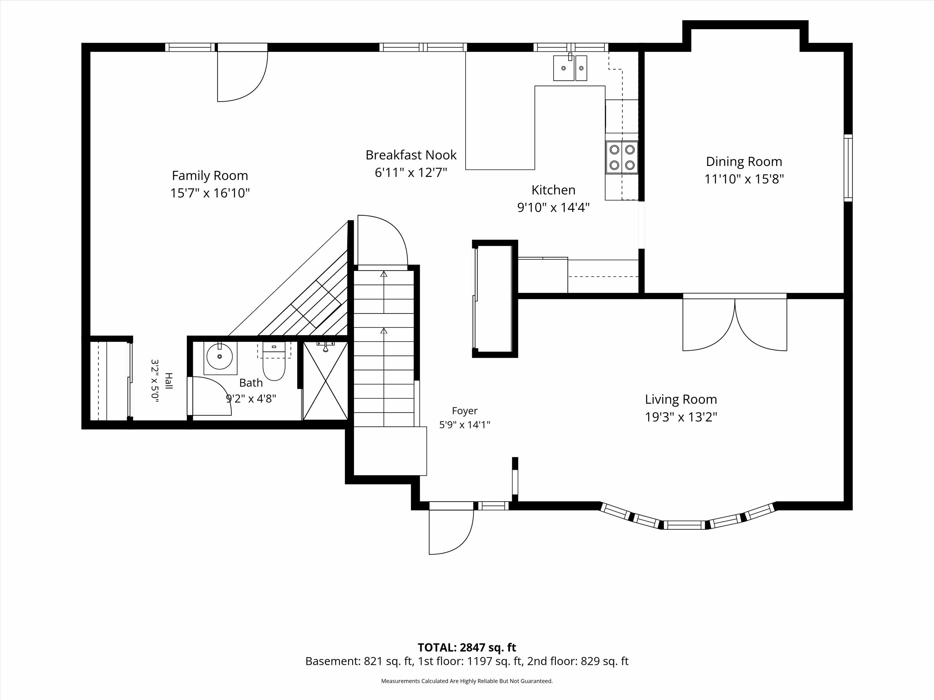Main-floor plan with room dimensions